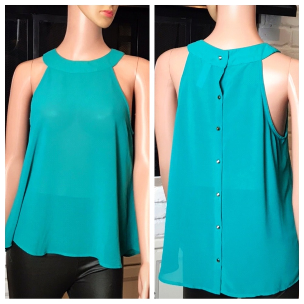 Francesca’s Dina Be Teal Halter w/ Button Back (S)